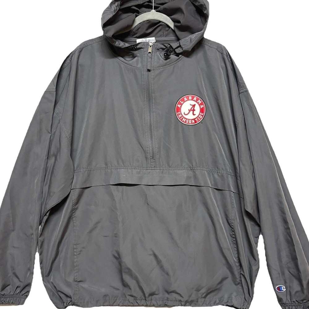 Champion Alabama Crimson Tide Jacket Men 2XL Grey Quarter Zip Windbreaker Anorak